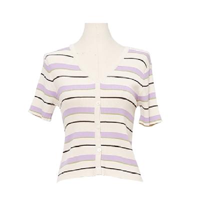 China Fashion high quality ladies new trend anti-pilling basic knitted short sleeve t-shirt for sale