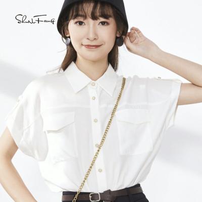 China 2021 New Anti-pilling Fiber Women's White Tops Women's 100% Polyester Short Sleeve Suitable For Office And Leisure Life for sale