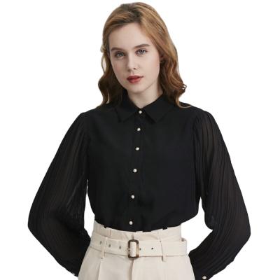 China Long Sleeve Spring Ladies Crop Style Shirt Solid Loose Cotton Women's Breathable Tops and Blouses for sale