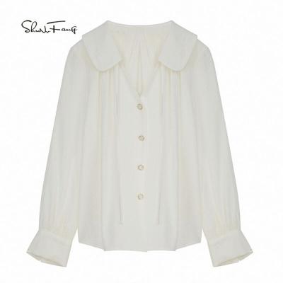 China Fashionable Women New Collections Breathable Tops Friend Style Loose Blouses for sale