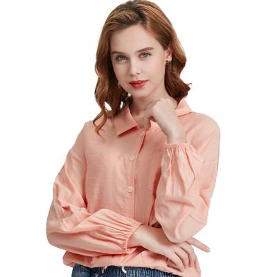 China Anti-pilling 2021 Women Casual V-Neck Sleeve Button Shirts Long Fall Tops For Women Blouses for sale