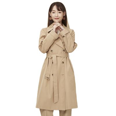 China Anti-wrinkle Shunvfang Ladies Spring And Pocket Khaki Long Sleeve Anorak Autumn Jacket Dustproof Jacket for sale