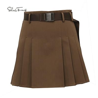 China Ladies 2021 Wholesale Custom Breathable High Waist Elastic Cotton Wrap Skirt Fashion Mini Pleated Cotton Wrap for sale