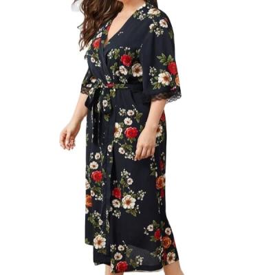 China Breathable Women Long Sleeve Pajamas Floral Pajamas Ladies Spring And Summer Long Dressing Gown Home Pajamas for sale