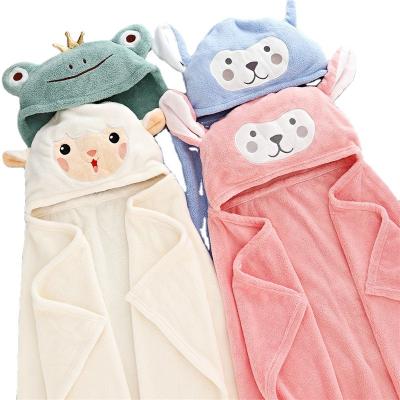 China Turkish Coral Fleece Hooded Bathrobe Bath Towels Baby Towels Cute Animal Newborn Towel Safe For Kids Children Wholesale for sale