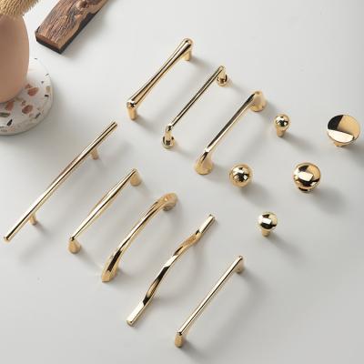 China Modern Modern Gold Cabinet Handle&Knobs Drawer Pulls Cabinet Polished Knob Cupboard Handles Furniture Hardware For Dresser for sale