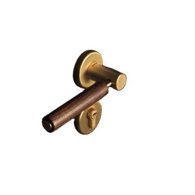 China Brass Goo-Ki Lock Silent Door Handle [Door Handle] Interior Wooden Mute Brass Door Hardware For Home Wooden Lock Walnut for sale