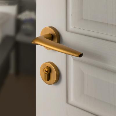 China Nordic indoor door lock zinc alloy mute brushed brass split lock universal door lock for wooden door for sale