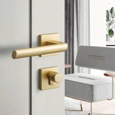 China Modern Zinc Alloy Gold Black Gold Mute Door Lock Set Bedroom Interior Door Handle For Door Wood Hardware for sale