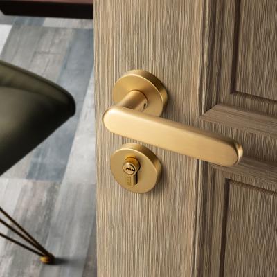 China TONA Solid Brass Door Lock Luxury Modern Interior Copper Door Handle Furniture Door Hardware For Home Hotel for sale