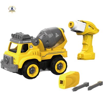 China Detachable 3D Crane Plastic Educational Electronic Engineering Mixer Truck Eco-friendly DIY Toys For Kids for sale