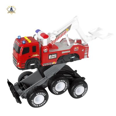 China DIY Pretend Game IC 2020 Light Up Deformation Fire Fighting Friction Vehicle Truck Play Diecast Model Toy for sale