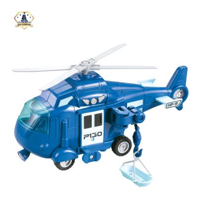 China Friction Toy Military Helicopter Toys Air Force Plane Toy with Hanging Basket Lights and Sounds for Kids for sale