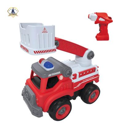 China DIY Pretend Game Christmas Gift R/C Fashion 3D Plastic City Fire Fighting Car Building Block DIY Truck Toy for sale