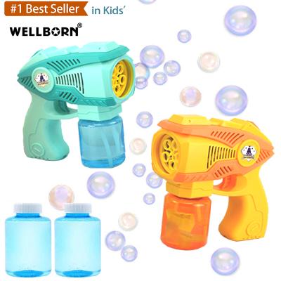 China Hot sale luxury outdoor park Amazon musical flashing light fan machine electric automatic bubble gun toy for kids for sale