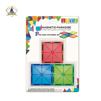 China Colorful Construction Toy 3PCS Building Tiles Magnetic Educational Blocks 3D Toy With EN71 Certificate for sale