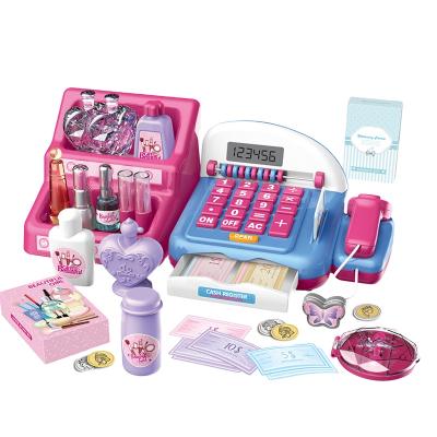 China DIY Toy Pretend and Play Calculator Cash Register Classic Counting Toy with Beauty Set with Sound and Light for sale