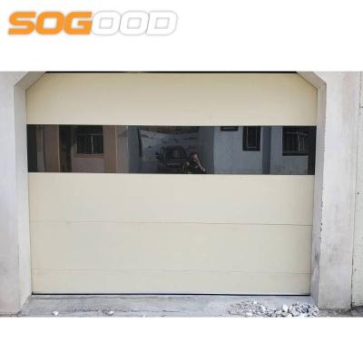 China Heat Insulation Sandwich Panel Garage Door With Windows Insert Door Glass Torsion Springs for sale