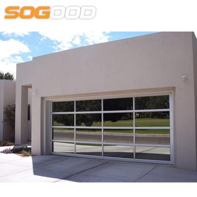 China Modern Aluminum Garage Door Mirror Frameless Glass Panels Double Doors for sale