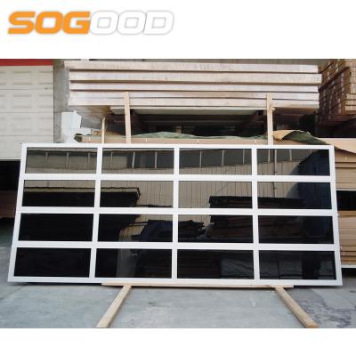 China Decoration floding lift up garage 9x8 glass door aluminum frame insulated glass sectional door for sale