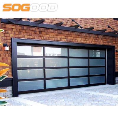 China Modern Glass Garage Door Panel Aluminum Profile For Full View Garage Door for sale