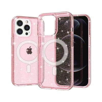 China Shockproof Colorful Clear Case Magnet Wireless Magnetic Charging Back Cover For de pro 13 mini 13 pro max iPhone 13 phone case for sale