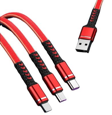 China High Quality Fabric MP3 / MP4 Player Durable 3 In 1 Usb Type C Cable For iPhone for sale