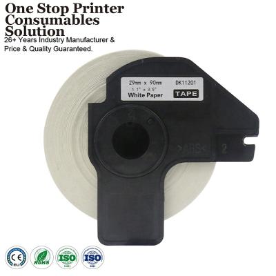 China COMPATIBLE INK-POWER DK-11201 DK11201 DK 11201 Black on White Self Adhesive Thermal Paper Label Roll Compatible for Brother Printer for sale