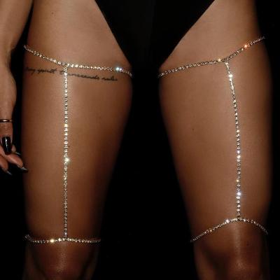 China 2021 Hot Sale Environmental Friendly 18K Real Gold Filled Crystal Leg Chain Body Chain Rhinestone Diamond Leg Chain Bling Bling Accessory For Gift for sale