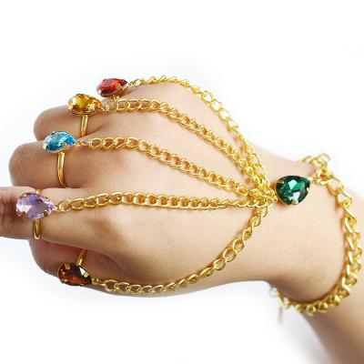 China Luxury Environmental Friendly Gold Filled Cuban Link Chain Ring Bracelet Color Micro Inlaid Zircon CZ Bracelet Set Jewelry for sale