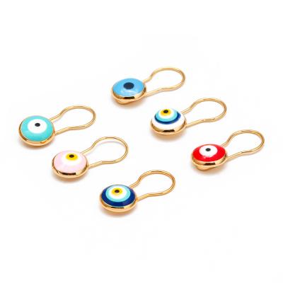 China Hot Sale Environmentally Friendly Vintage 18k Gold Plated Evil Eyes Pins Brooches Evil Eyes Blue Turkish Brooch Jewelry For Women Men for sale