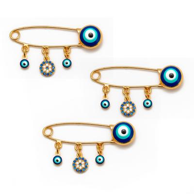 China Environmental Friendly High Quality Gold Plated Turkish Eye Pins Vintage Enamel Blue Evil Eyes Brooch Jewelry For Women Men for sale