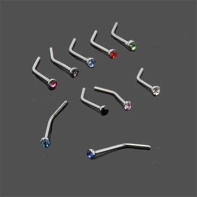 China Millimeter Stainless Steel Piercing Nose Ring Diamond Plated Curved Nose Ring Body Jewelry 1.8 European Environmental Friendly Hot Selling for sale