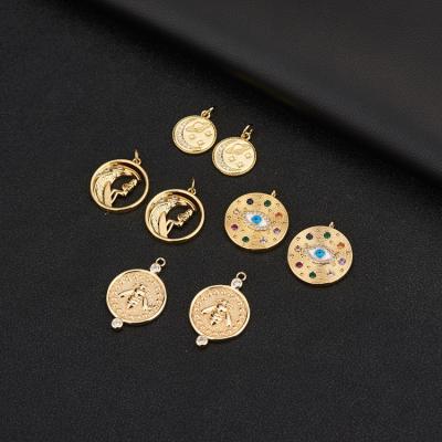 China Environmental Friendly Personality Colorful Devil Eyes Pendant Luxury 14K Gold Plated Memorial Coin Moon Bee Pendant For Necklace for sale