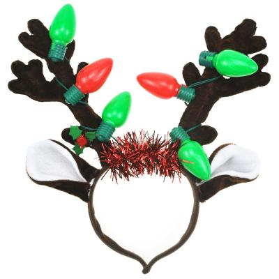 China Eco-Friendly Flower Glow Ear Glow Reindeer Antlers Headband Christmas LED Crown Hair Band Valentines Day Easter Wedding Birthday Party for sale