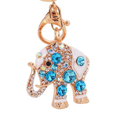 China Environmental Friendly Creative Gold Filled Oil Drop Elephant Key Chain Micro Pave Shiny Diamond Elephant Key Chain Car Bag Pendant Accessories for sale