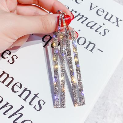 China Amazon Hot Sale Environmental Friendly Sparkle Full Rhinestone Crystal Red Mouth Statement Earrings S925 Sterling Sliver Geometric Drop Earrings Bling for sale