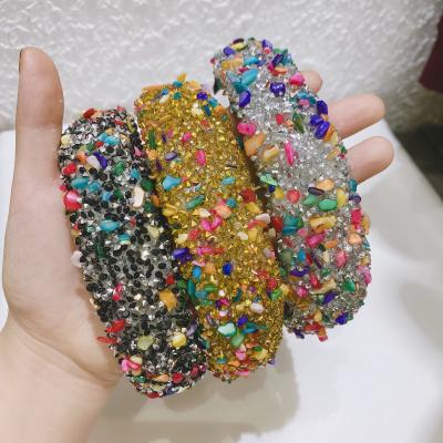 China Baroque Wide Beaded Padded Rhinestone Crystal Hairband Jewelry Crystal Hairband Headpieces Colorful Bling European Hot Sale Environmentally Friendly Full for sale