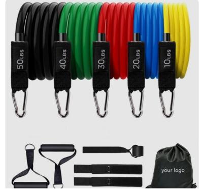 China Amazon OEM Durable Hot Selling 11pcs Resistance Band Set Workout Accessories Natural Latex Gym Equipment for sale