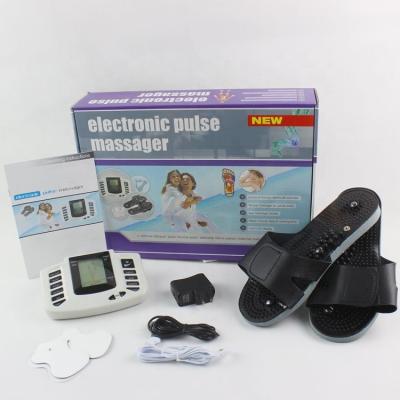 China Pulse Electric Pulse Muscle Stimulator Pain Relief massage therapy tens machine with pad slippers for sale