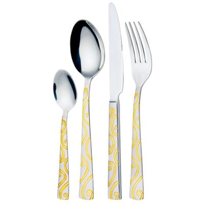 China High Grade 125PCS Royal Gold Stainless Steel Flatware Set Sustainable With Wooden Case for sale