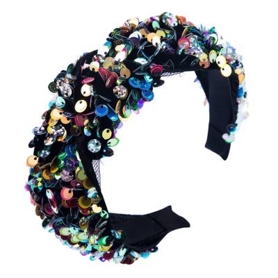 China Trendy Ins Hair Band Stylish Trendy Headbands The Latest Bling Chunky Sequin Winter Headband For Ladies for sale