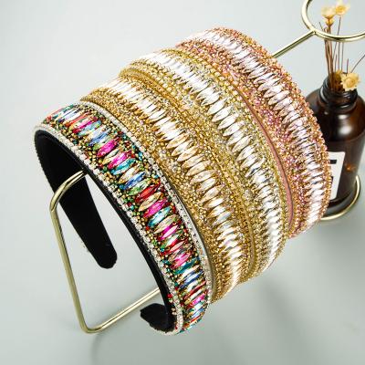 China New Rhinestone Headband Best Diamond Luxury Colorful High Quality Fashionable Headband Bling Hair Bands For Women for sale