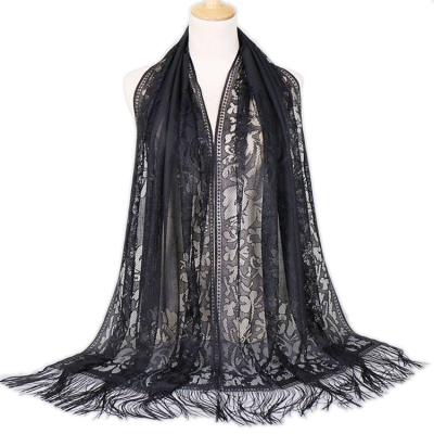 China New Styles Fashionable Women Head Neck Scarf DIY Large Square Scarf 170*65cm Mixcolor Fashion Scarf Terylene Lace DIY Scarf for sale