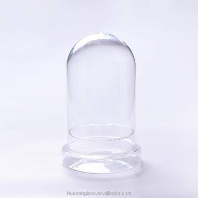 China Eco-friendy Wholesale Test Dome Glass Cloche and Glass Cloches as Glass Dome with Wooden Base for sale