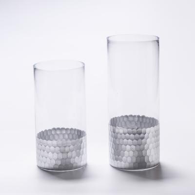 China Eco-friendy Hurricane Trendy Cylinder Glass Vase Silver Color With Silver Plated for sale