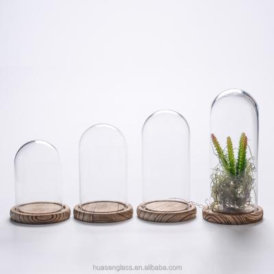 China Eco-friendy factory direct sales clear glass bell jar with base / glass dome for sale