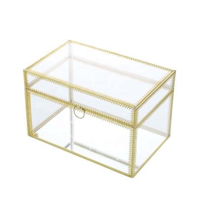 China Artistic Luxury High Copper Frame Display Showcase Glass Storage Box For Wedding Daughter Girlfriend Lover Valentine's Day Mothers Gift for sale