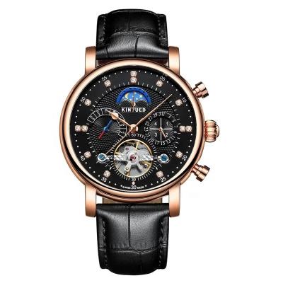 China Day/Date White Dial Skeleton Hammered Moon Phase Mens Watch Perfect Water Resistant Benyar Automatic Watch for sale