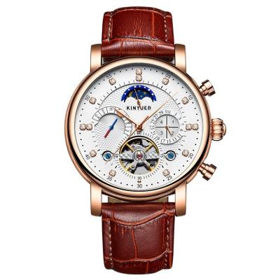 China Day/Date White Dial Skeleton Hammered Moon Phase Mens Watch Perfect Water Resistant Benyar Automatic Watch for sale